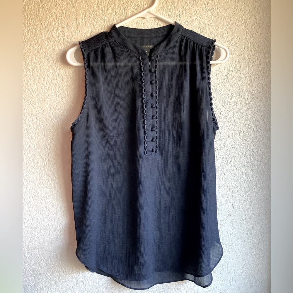 Ann Taylor Navy Sheer Tank Top Size Medium